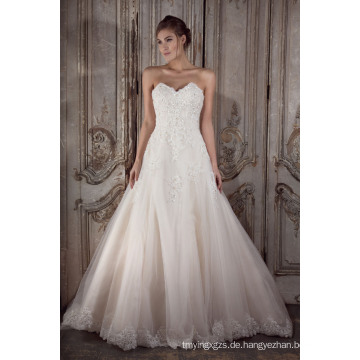 Klassischer Champagner a-line Strapless Brautkleid